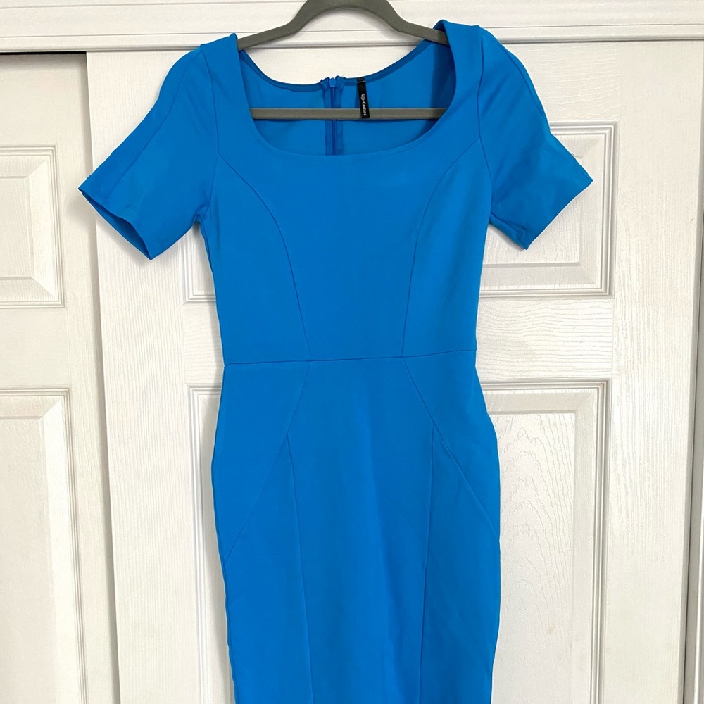 VIJO COUTURE Short Sleeve Bodycon blue dress